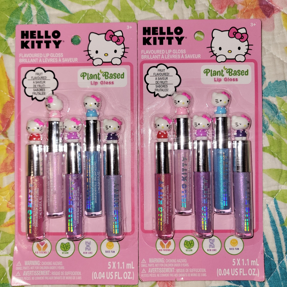 Hello Kitty Vegan Plant Based NON GMO Lip Gloss Sets LOT of 2